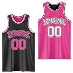 Custom Reversible Black Pink-White Double Side Sublimation Basketball Suit Jersey