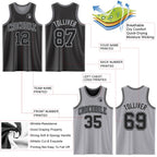 Custom Reversible Black Gray Double Side Sublimation Basketball Suit Jersey