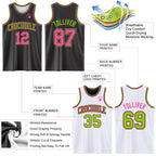 Custom Reversible Black Pink-Neon Green Double Side Sublimation Basketball Suit Jersey