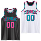 Custom Reversible Black Pink-Teal Double Side Sublimation Basketball Suit Jersey