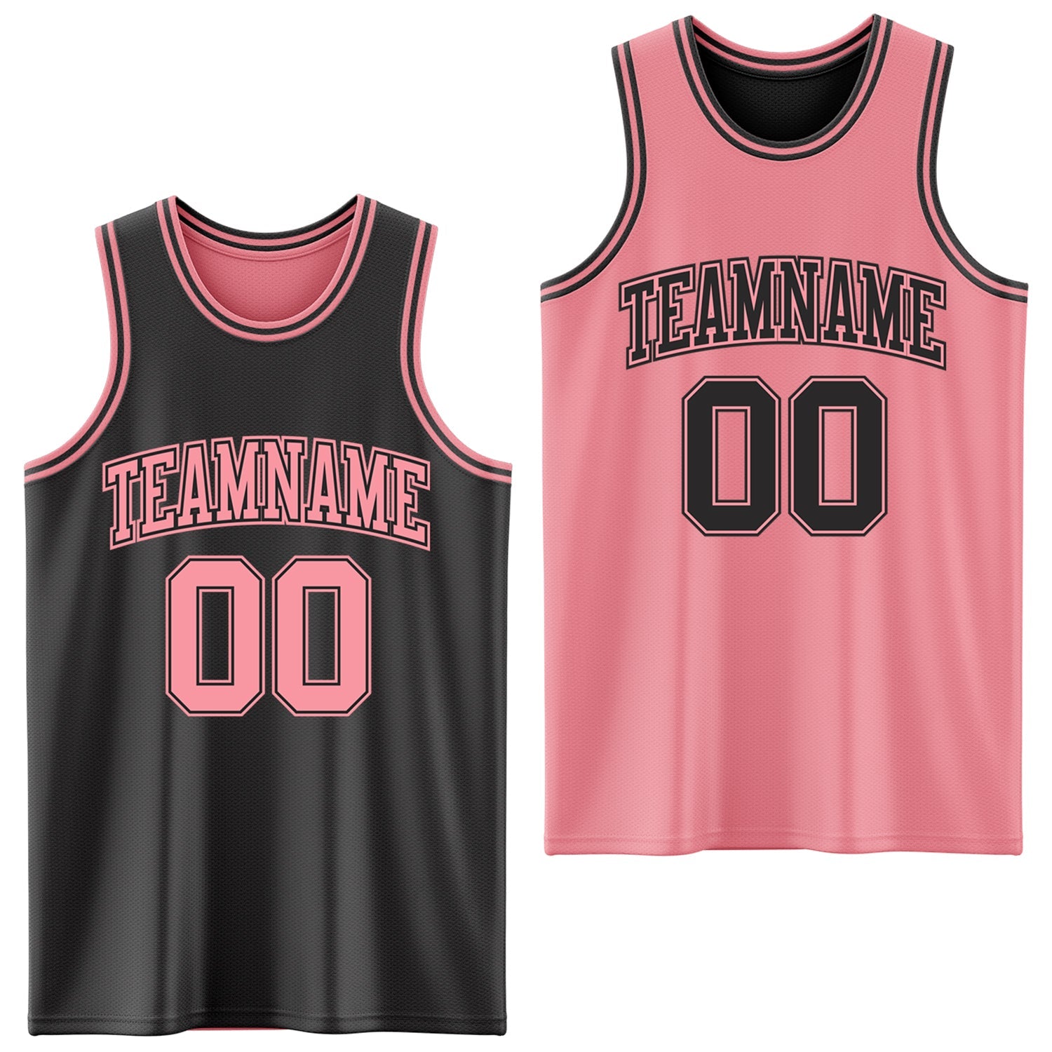 Custom Reversible Black Medium Pink Double Side Sublimation Basketball Suit Jersey