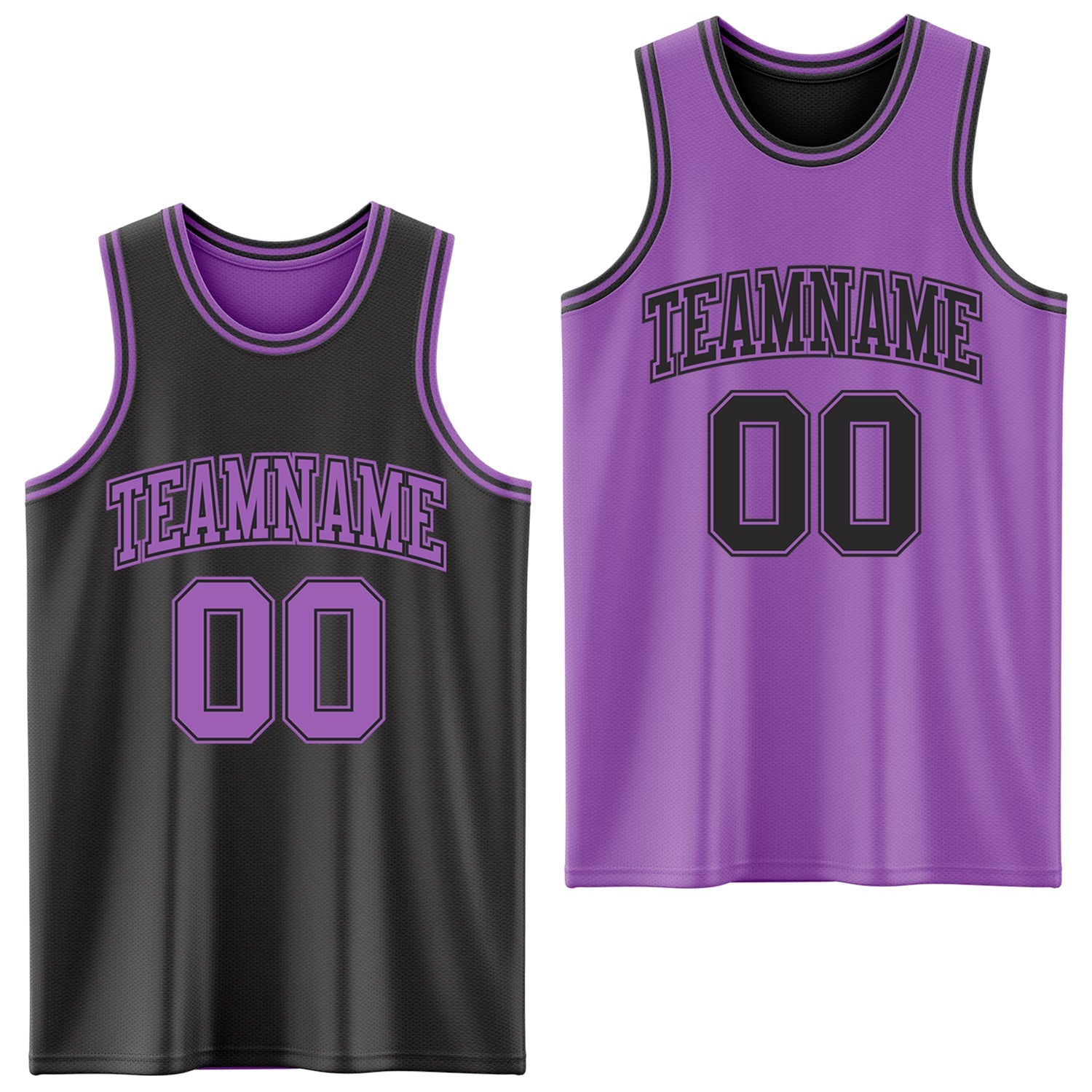 Custom Reversible Black Medium Purple Double Side Sublimation Basketball Suit Jersey