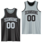 Custom Reversible Black Silver Double Side Sublimation Basketball Suit Jersey