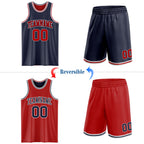 Custom Navy Red-White Reversible Double Side Sublimation Basketball Suit Jersey