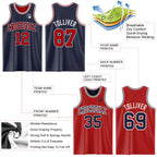 Custom Navy Red-White Reversible Double Side Sublimation Basketball Suit Jersey