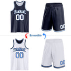Custom Navy White-Light Blue Reversible Double Side Sublimation Basketball Suit Jersey