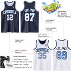 Custom Navy White-Light Blue Reversible Double Side Sublimation Basketball Suit Jersey
