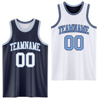 Custom Navy White-Light Blue Reversible Double Side Sublimation Basketball Suit Jersey