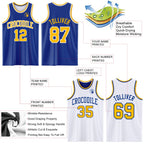 Custom Royal Gold-White Reversible Double Side Sublimation Basketball Suit Jersey