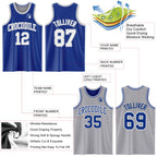 Custom Royal White-Gray Reversible Double Side Sublimation Basketball Suit Jersey
