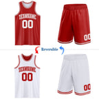 Custom Red White Reversible Double Side Sublimation Basketball Suit Jersey