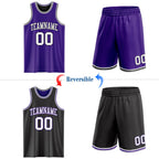 Custom Purple White-Black Reversible Double Side Sublimation Basketball Suit Jersey