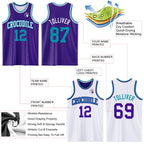 Custom Purple Teal-White Reversible Double Side Sublimation Basketball Suit Jersey