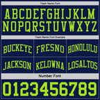 Custom Reversible Navy Neon Green Double Side Sublimation Basketball Suit Jersey