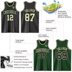 Custom Reversible Black Cream-Green Double Side Sublimation Basketball Suit Jersey