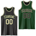 Custom Reversible Black Cream-Green Double Side Sublimation Basketball Suit Jersey