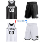 Custom Reversible Black White-Gray Double Side Sublimation Basketball Suit Jersey
