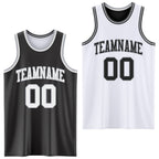 Custom Reversible Black White-Gray Double Side Sublimation Basketball Suit Jersey