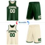 Custom Reversible Green Cream Double Side Sublimation Basketball Suit Jersey