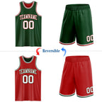 Custom Reversible Green White-Red Double Side Sublimation Basketball Suit Jersey