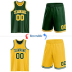 Custom Reversible Green Gold-White Double Side Sublimation Basketball Suit Jersey