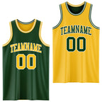 Custom Reversible Green Gold-White Double Side Sublimation Basketball Suit Jersey