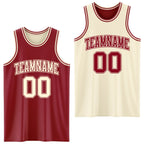 Custom Reversible Maroon Cream Double Side Sublimation Basketball Suit Jersey