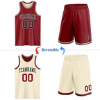 Custom Reversible Maroon Black-Cream Double Side Sublimation Basketball Suit Jersey