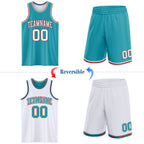 Custom Reversible Teal White-Red Double Side Sublimation Basketball Suit Jersey