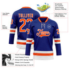 Custom Royal Orange-White Hockey Lace Neck Jersey