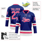 Custom Royal Neon Pink-White Hockey Lace Neck Jersey