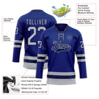 Custom Royal Gray-Navy Hockey Lace Neck Jersey