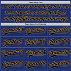 Custom Royal Black-Old Gold Authentic Throwback Baseball Jersey