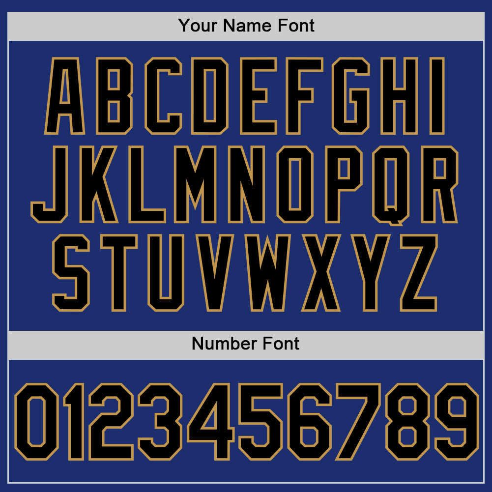 Custom Royal Black-Old Gold Authentic Throwback Baseball Jersey