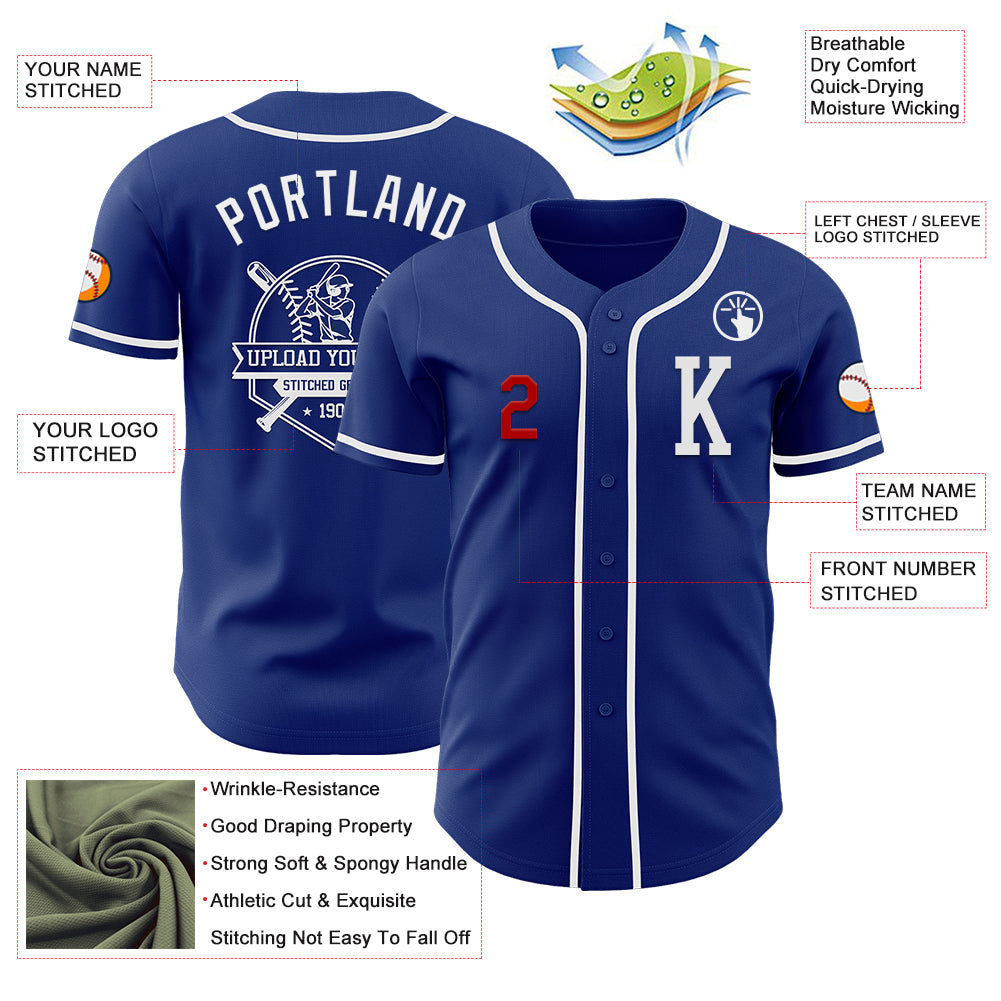 Custom Royal White-Red Authentic Baseball Jersey