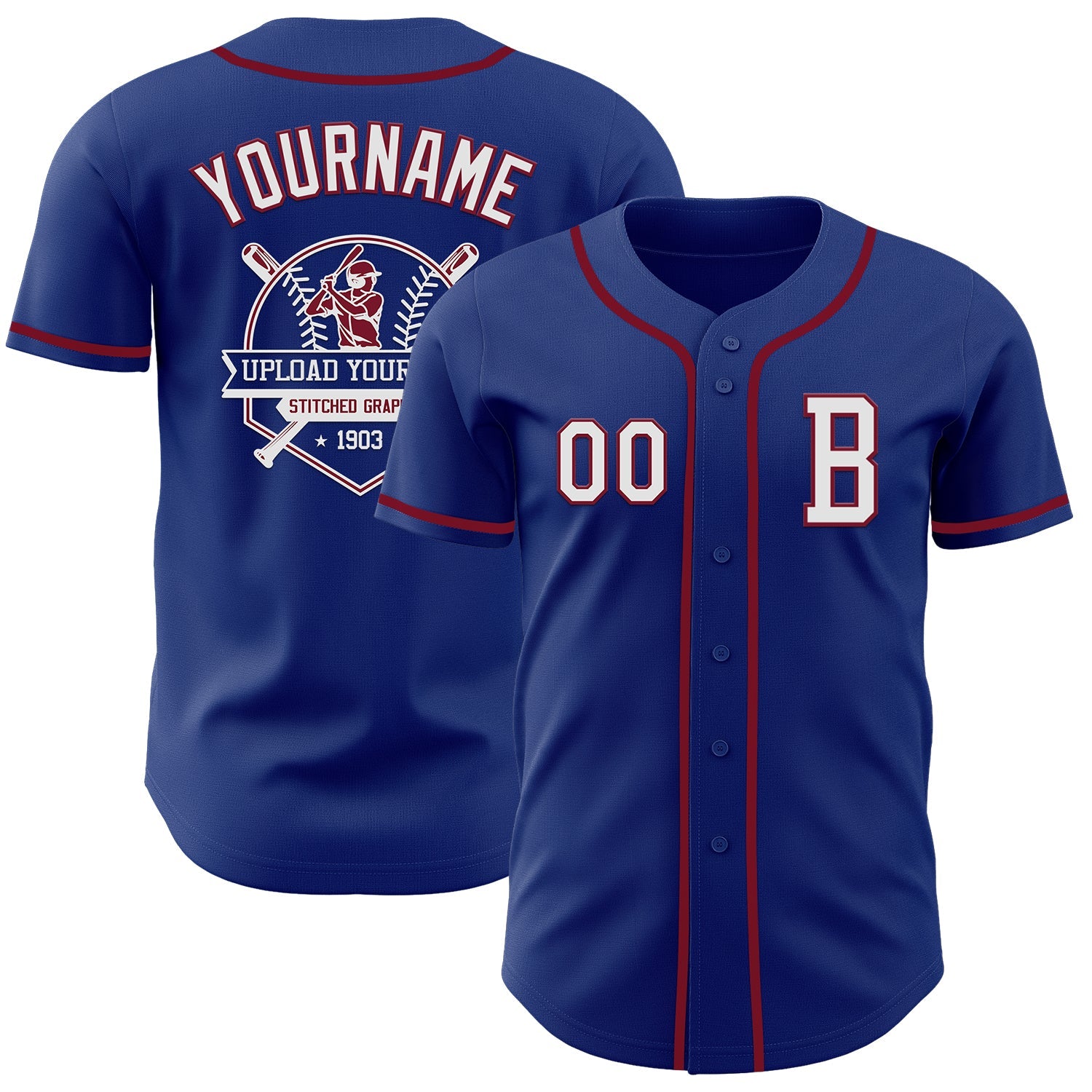 Custom Royal White-Crimson Authentic Baseball Jersey