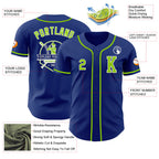 Custom Royal Neon Green-White Authentic Baseball Jersey