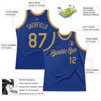 Custom Royal Old Gold Authentic Throwback Basketball Jersey