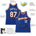 Custom Royal White-Orange Authentic Throwback Basketball Jersey