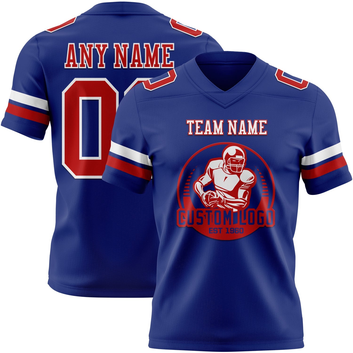 Custom Royal Red-White Authentic Football Jersey