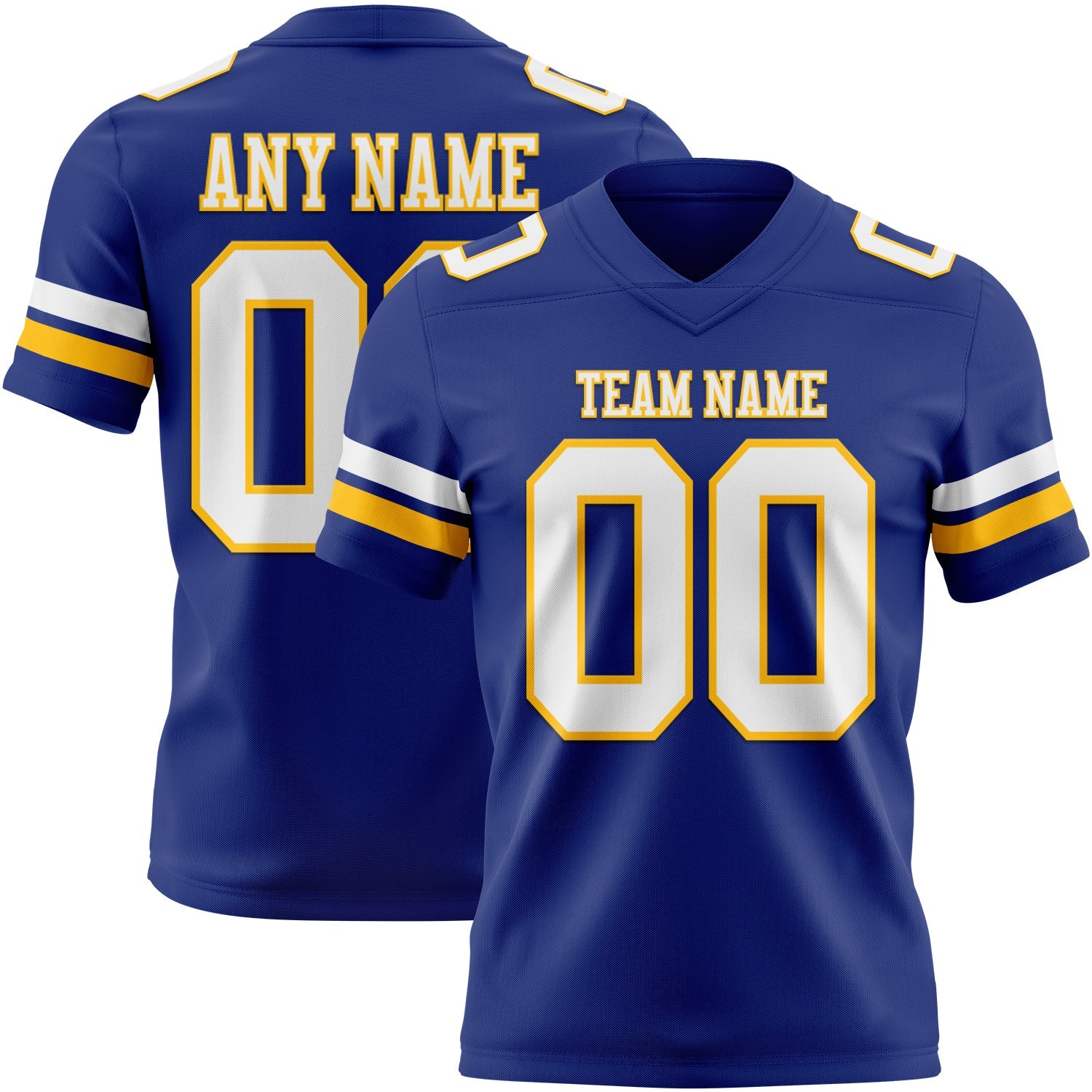 Custom Royal White-Gold Authentic Football Jersey