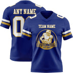 Custom Royal White-Old Gold Authentic Football Jersey