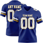 Custom Royal White-Old Gold Authentic Football Jersey