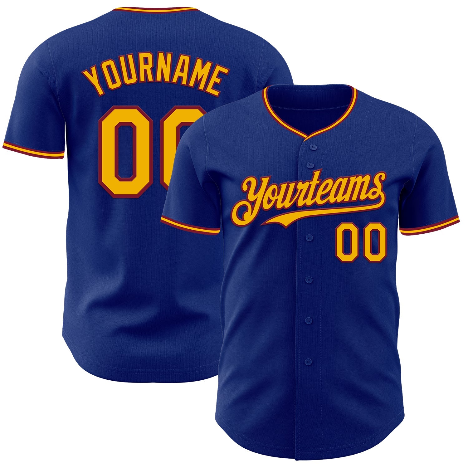 Custom Royal Gold-Crimson Authentic Baseball Jersey