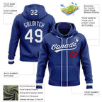 Custom Stitched Royal White-Red Baseball Pullover Sweatshirt Hoodie