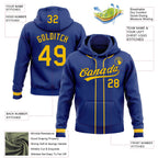 Custom Stitched Royal Yellow-Royal Baseball Pullover Sweatshirt Hoodie