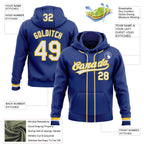 Custom Stitched Royal White-Yellow Baseball Pullover Sweatshirt Hoodie