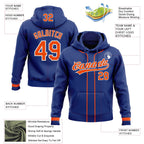 Custom Stitched Royal Orange-White Baseball Pullover Sweatshirt Hoodie