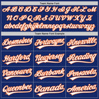 Custom Stitched Royal White-Orange Baseball Pullover Sweatshirt Hoodie