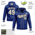 Custom Stitched Royal White-Old Gold Baseball Pullover Sweatshirt Hoodie